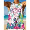 Summer Round Neck 3D Palm Leaf Printed Top Fashionable Casual Hawaiian Beach Sleeveless Vest Men's T-shirts