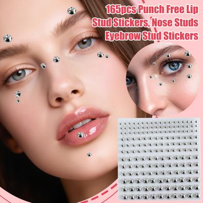 165 шт. Наклейки-пирсинг для губ без прокола, Пирсинг для носа, Наклейки-пирсинг для бровей