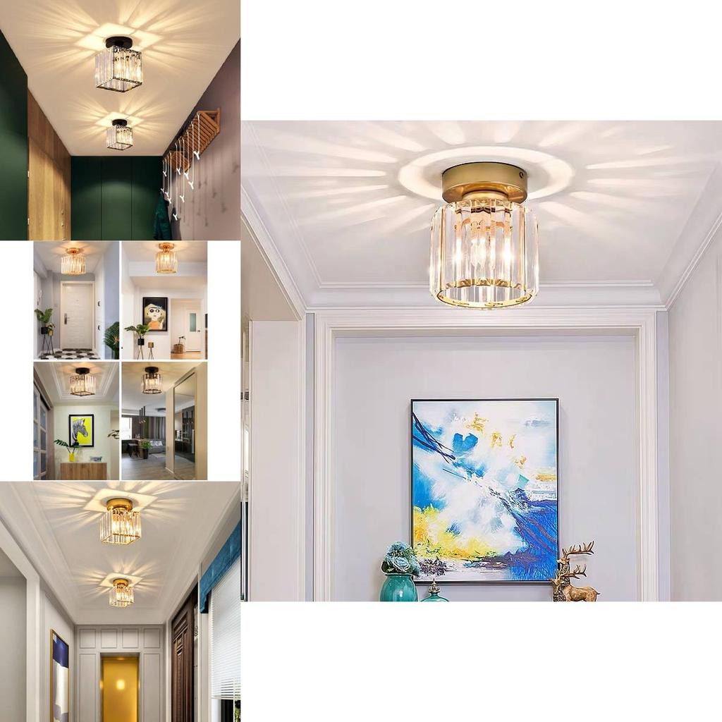 Стильный современный хрустальный потолочный светильник элегантного дизайна для прихожей, коридора в черном и золотом цвете