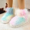 Fashion Gradient Color Faux Fur Snow Boots for Women Thick Sole Long Plush Warm Winter Boots Woman Fashion Fluffy Platform Ankle Booties