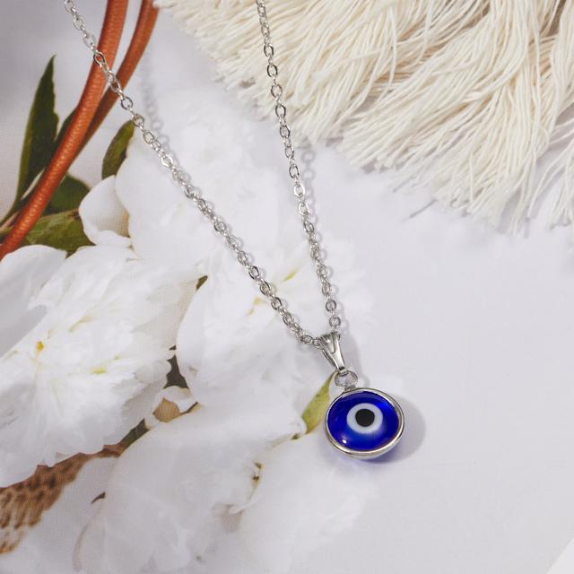 Простое турецкое хрустальное ожерелье с подвеской от сглаза для женщин, модные украшения на удачу, геометрическая круглая подвеска в виде демонического глаза, цепочка на ключицу