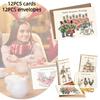 Christmas Card Set 12 Pieces Of Festive Cards And Envelopes With A Simple And Modern Design