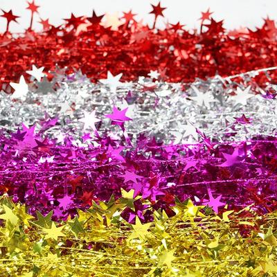 Елочные украшения из железной проволоки в виде пятиконечной звезды с лентами для Нового года и Года Лошади.
