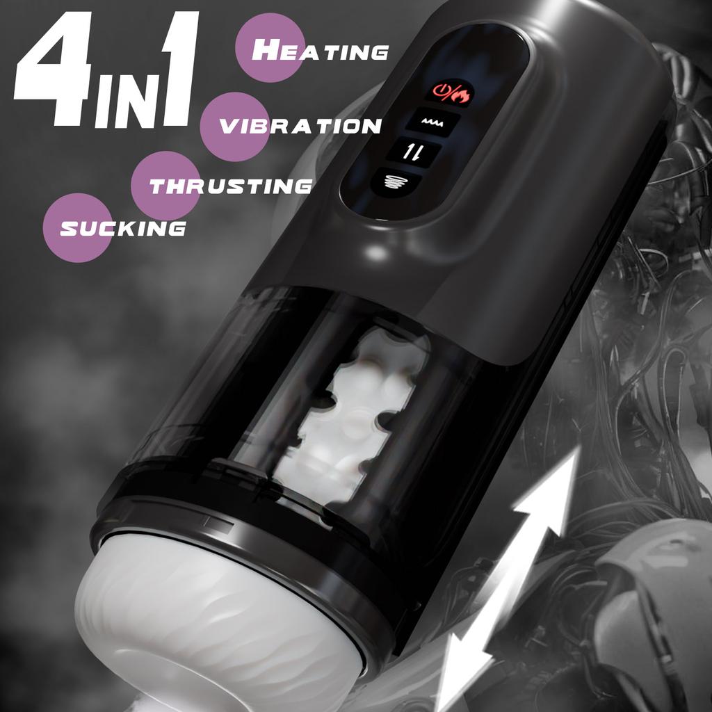 4-in-1 Automatic Male Masturbator with Sucking Heated Vibration and Penis Pump Ultimate Male Pleasure Toy Male Adult Toys