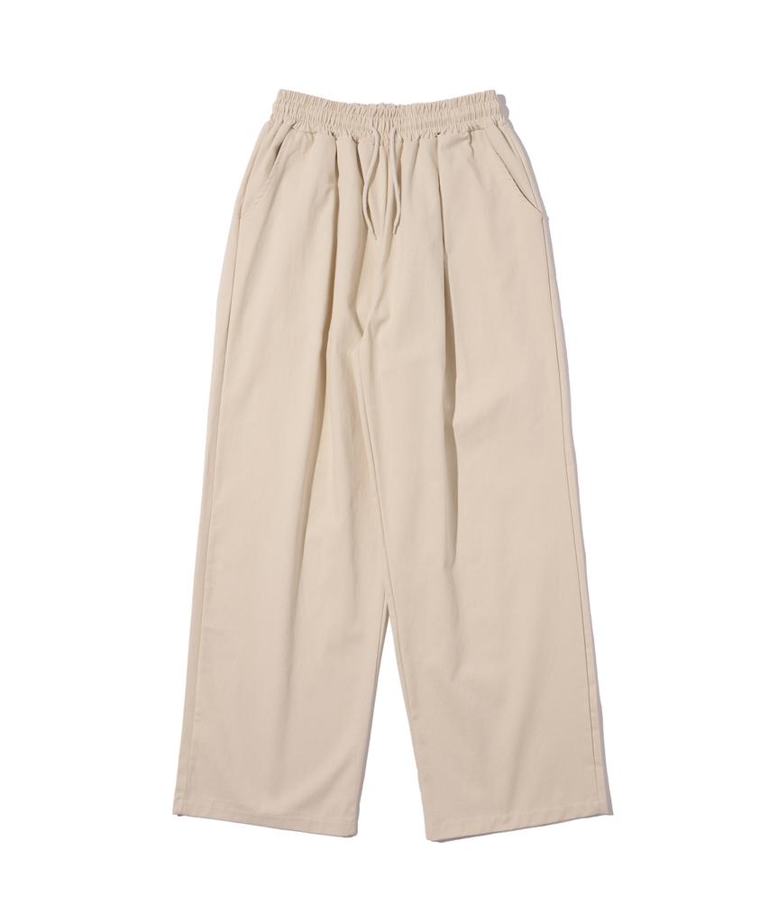 CARGOBROS Wide Cotton Elastic Waist Pants (Ivory)