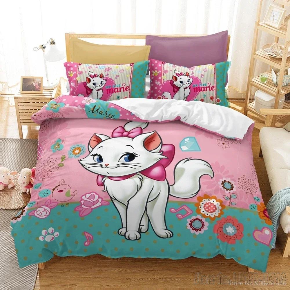3D Принт Мультяшная Кошка Мари Комплект Пододеяльника HD Чехол для Одеяла для Детских Постельных Комплектов Постельное Белье Декор Спальни