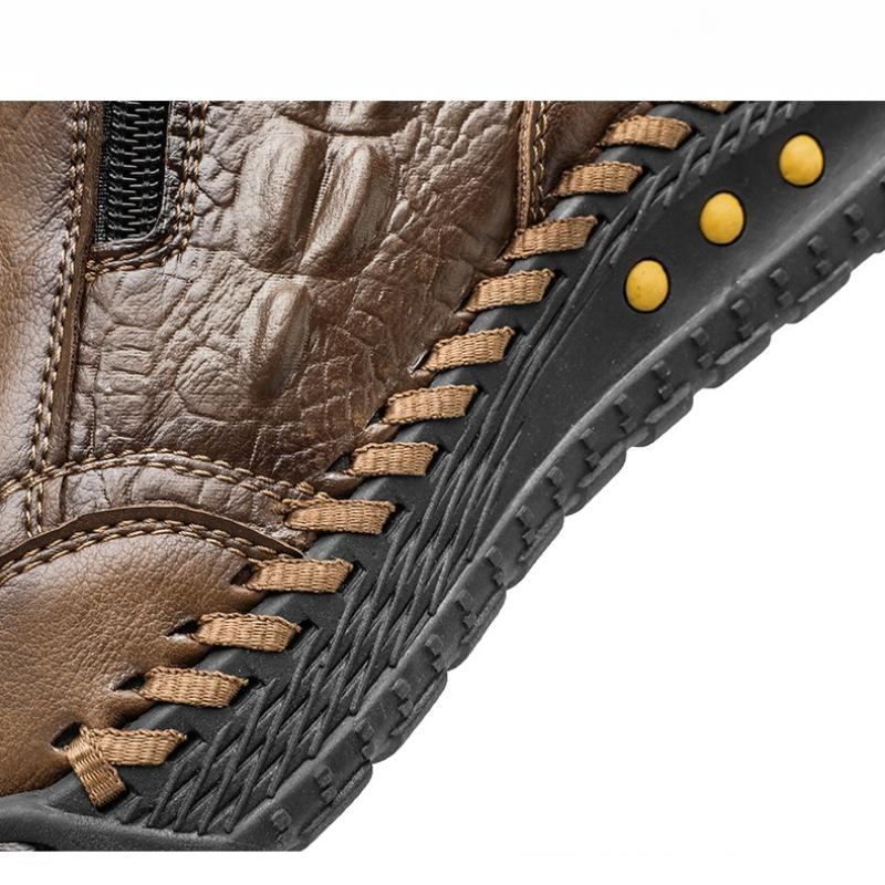 Classic Handmade Leather Boots for Men Fashion Outdoor Casual Ankle Boots Comfort Slip On Driving Shoes Men's Boots