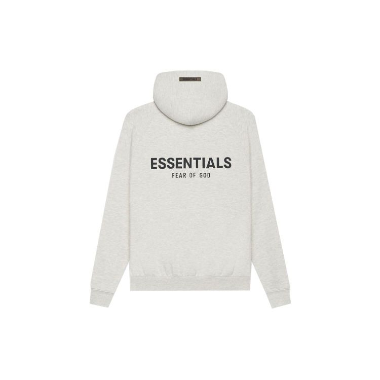 Fear of God Essentials SS21 Fleece-Lined Plain Pullover Hoodie Unisex Tops Light-Heather-Oatmeal FOG-SS21-593