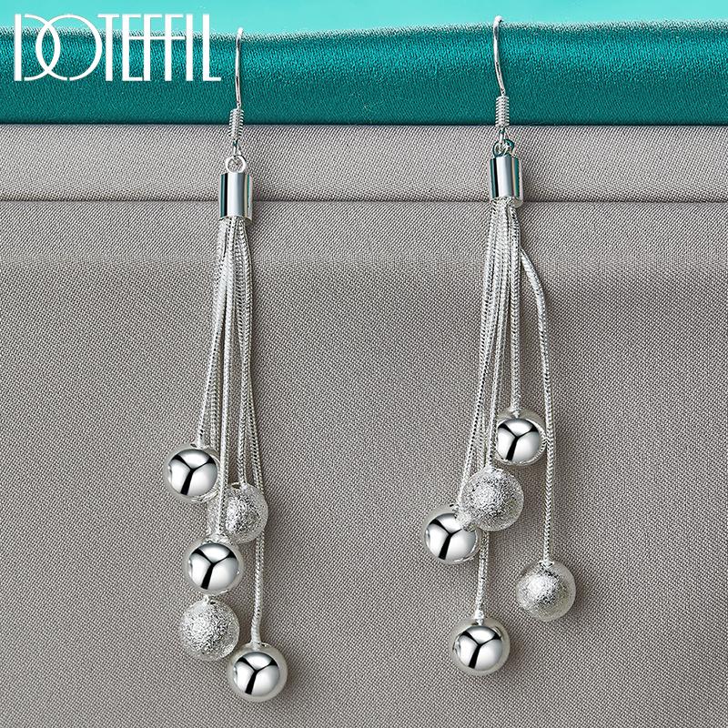 925 Sterling Silver Beads Earrings Fashion Jewelry