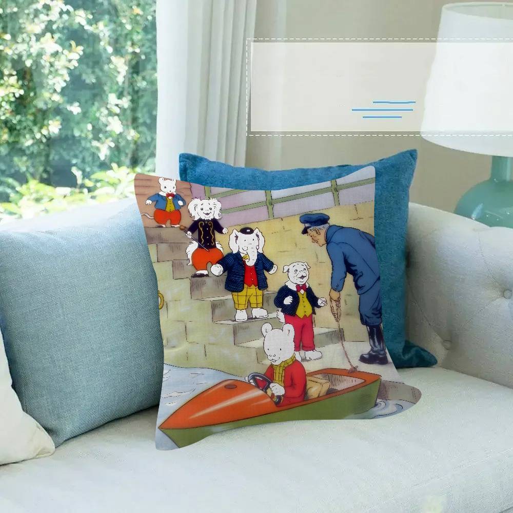 Anime R-Rupert B-Bear Maple Design Cushion Cover Happy Autumn Harvest Decor Holiday Decorati Pillow Cover