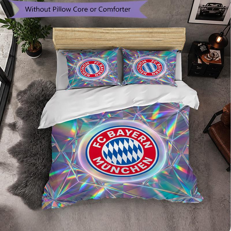 Bayern Munich Pattern 3 Pieces Bedding Set Soft Microfiber Duvet Cover with Pillow Cases for Bedroom