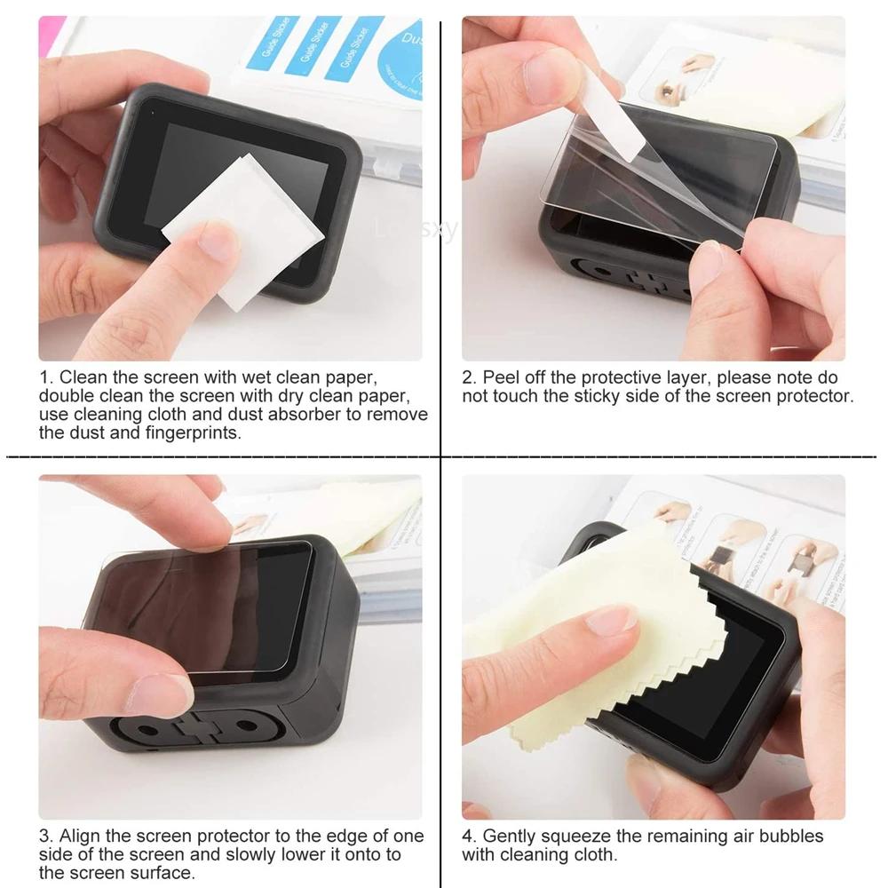 Защитный силиконовый чехол для GoPro Hero 8 Black Закаленное стекло Защитная пленка для экрана Крышка объектива для чехлов Go Pro 8 Аксессуар