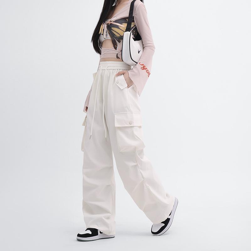 Женские рабочие повседневные брюки прямого покроя с высокой талией. Осень. Новые свободные спортивные брюки с драпировкой и широкими штанинами.