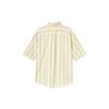 Uniqlo Повседневная свободная полосатая рубашка с коротким рукавом Унисекс рубашки Кремовый 458961-40