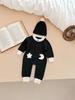 Knitted Romper with 3D Stars & Moon for Infants & Toddlers - Cute Spring & Autumn Crawling Suit for Boys & Girls