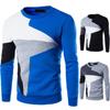 Men's Casual Slim Long Sleeve T-Shirt Fit Shirt O-Neck Patchwork Top Blouse