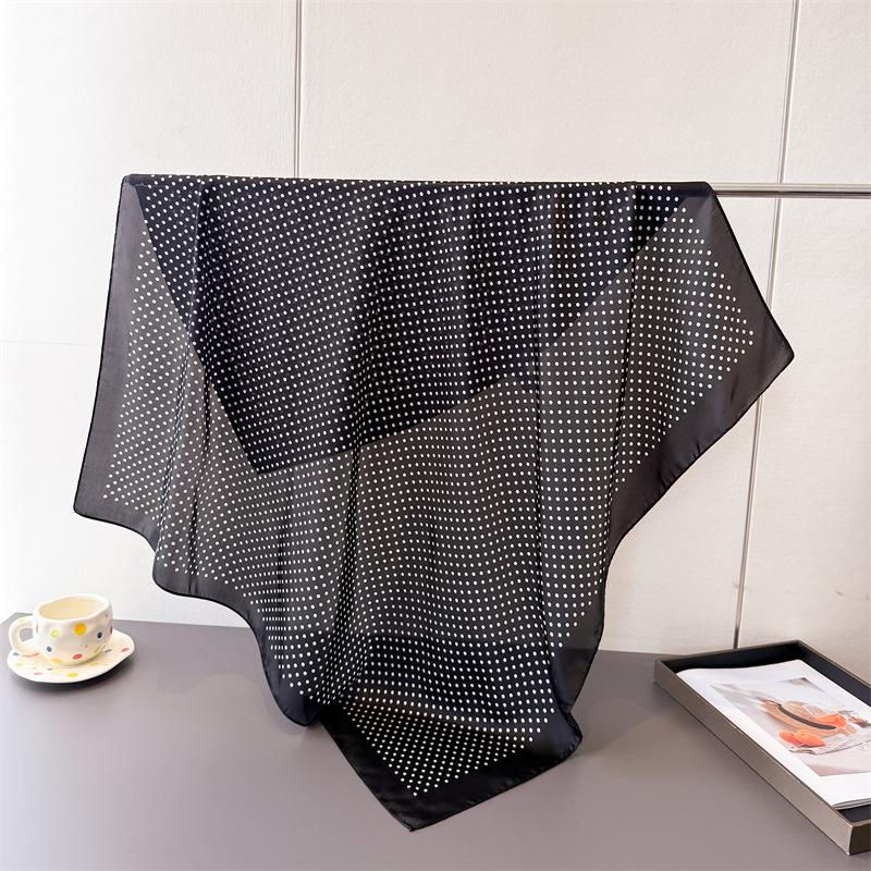 Geometric polka dot simulation silk high-end large square scarf silk scarf printing travel shawl scarf sunscreen headscarf women's scarf