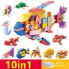 10в1 Милые животные Лиса Коала Собака Насекомое Черепаха Динозавр Страус Золотая рыбка Аквариум Птица Набор строительных блоков Модель Игрушка Дети