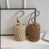 Summer New Fashionable Trendy Women's Bag High Quality Grass Woven Tote Bag Bucket Shape Drawstring Handbags