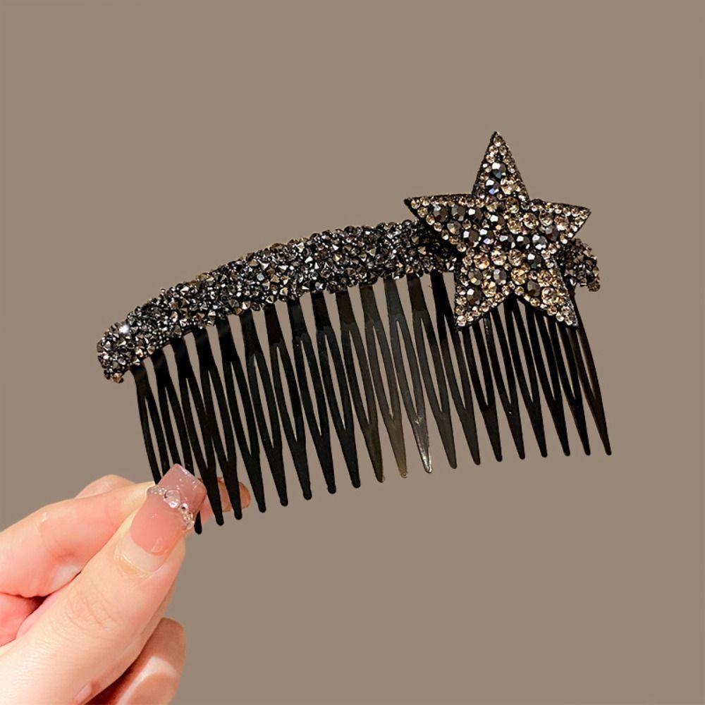Acrylic Rhinestone Star Hair Comb Pentagram Star Extra Hair Holder  Daily