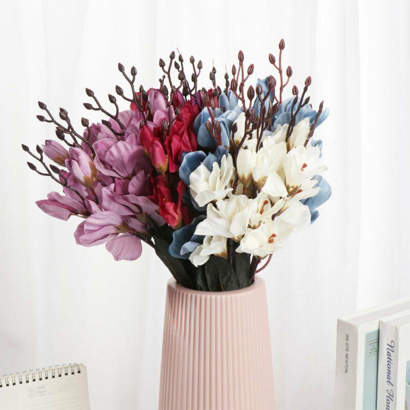 Elegant Realistic Faux Magnolia Silk Floral Bouquet For Wedding Decorations