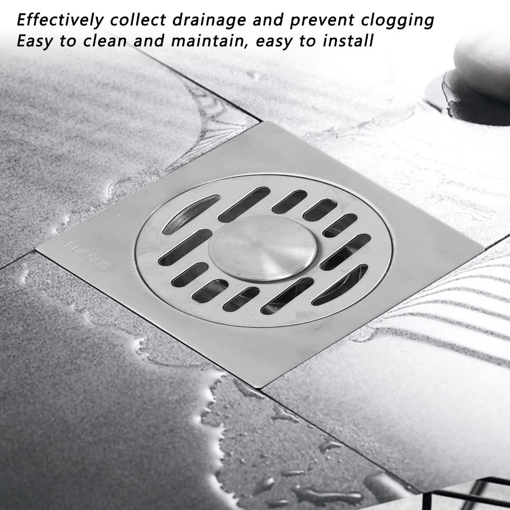 304 Stainless Steel Floor Strainer Square Shower Drain Efficient Floor Drain  Kitchen