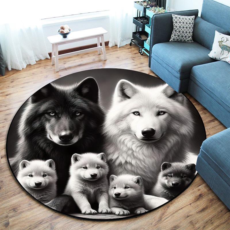 Wild Bears Forest Landscape Round Rug Home Soft Decorative Anti Slip Yoga Table And Chair Mat Carpet Outdoor Floor Mat Carpet S6