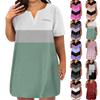 Womens Plus Size Dresses V Neck Short Sleeve Summer Casual Dress Tunic With Pocket