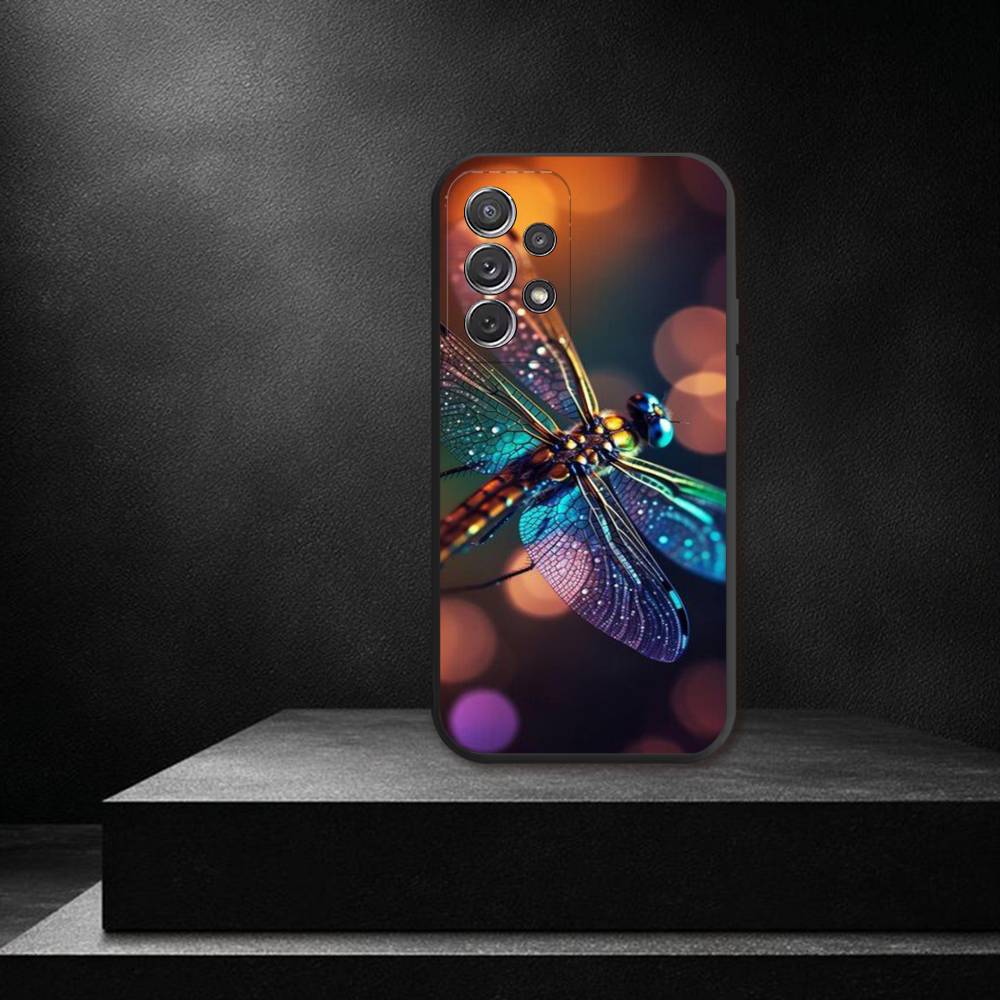 D-Dragonfly Animal Phone Case For Samsung S 25,24,23,22,30,21,10,9,Ultra,Plus,Lite,FE,4,5G Black Soft Case