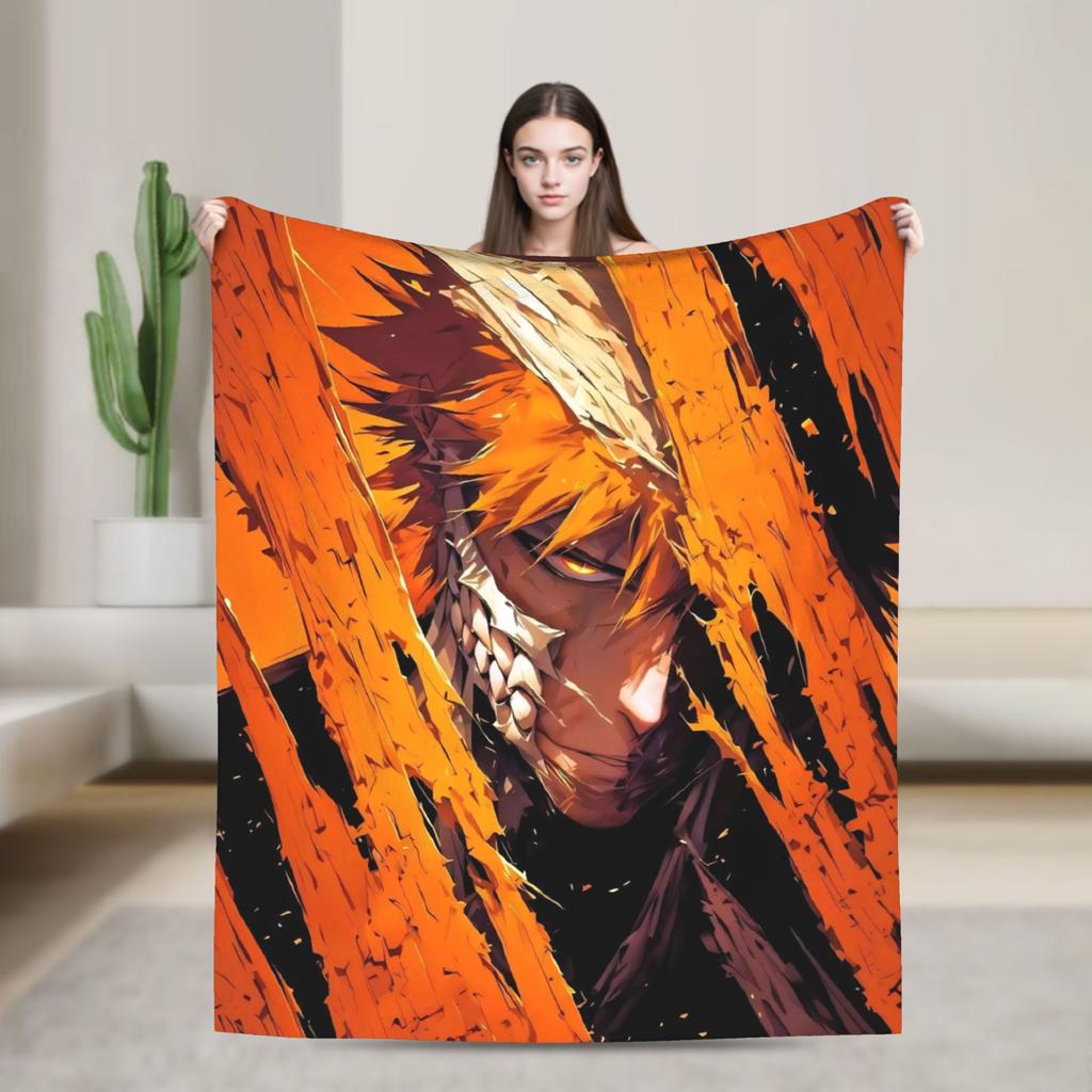 Супермягкий плед для пикника BLEACH Аниме Ичиго Плед Фланелевое покрывало для дивана кресла Графическое покрывало для дивана-кровати