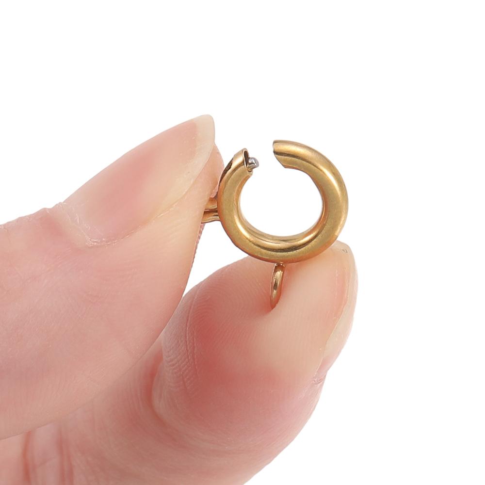 5pcs Stainless Steel Spring Clasp Round Keychain Clips Hook Buckles Connector for Bracelet Necklace DIY Jewelry Making Supplies