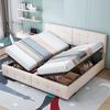 Upholstered Bed 180x200cm, Hydraulic Storage Bed, High Box Bed, Multifunctional Double Bed, Skin-Friendly Velvet Fabric, Beige