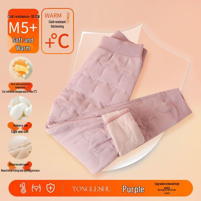 Детские зимние плюшевые брюки с подкладкой: Теплый, Плотный, Хлопковый, Базовый слой с защитой живота для мальчиков и девочек