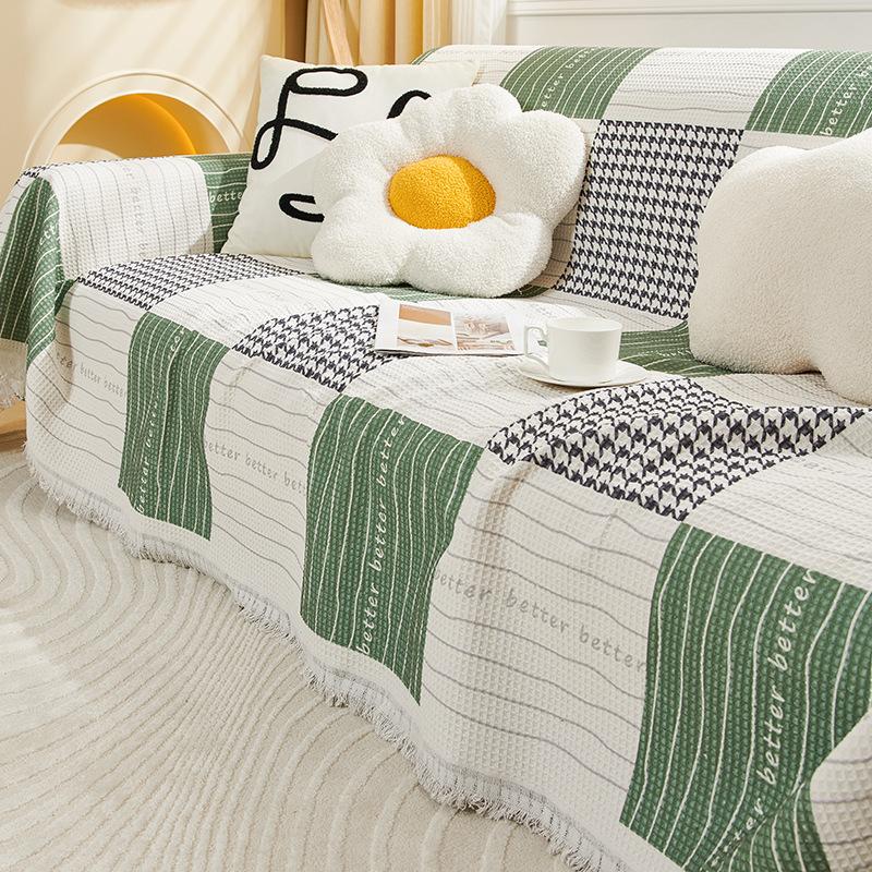 INS Style Sofa Cover Cloth All-Inclusive Four Seasons Anti-Scratching Non-Slip Sofa Cover Cushion Blanket Thickened Living Room