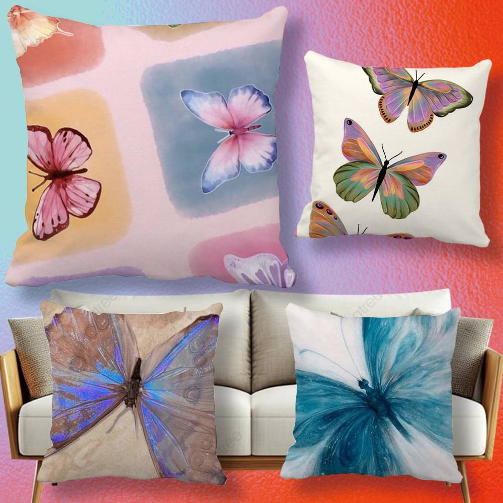 Korean Ins Holographic Healing Butterfly Pillow cover Soft Microfiber Pillowcase Home Sofa Decor Surprise Decorative printed