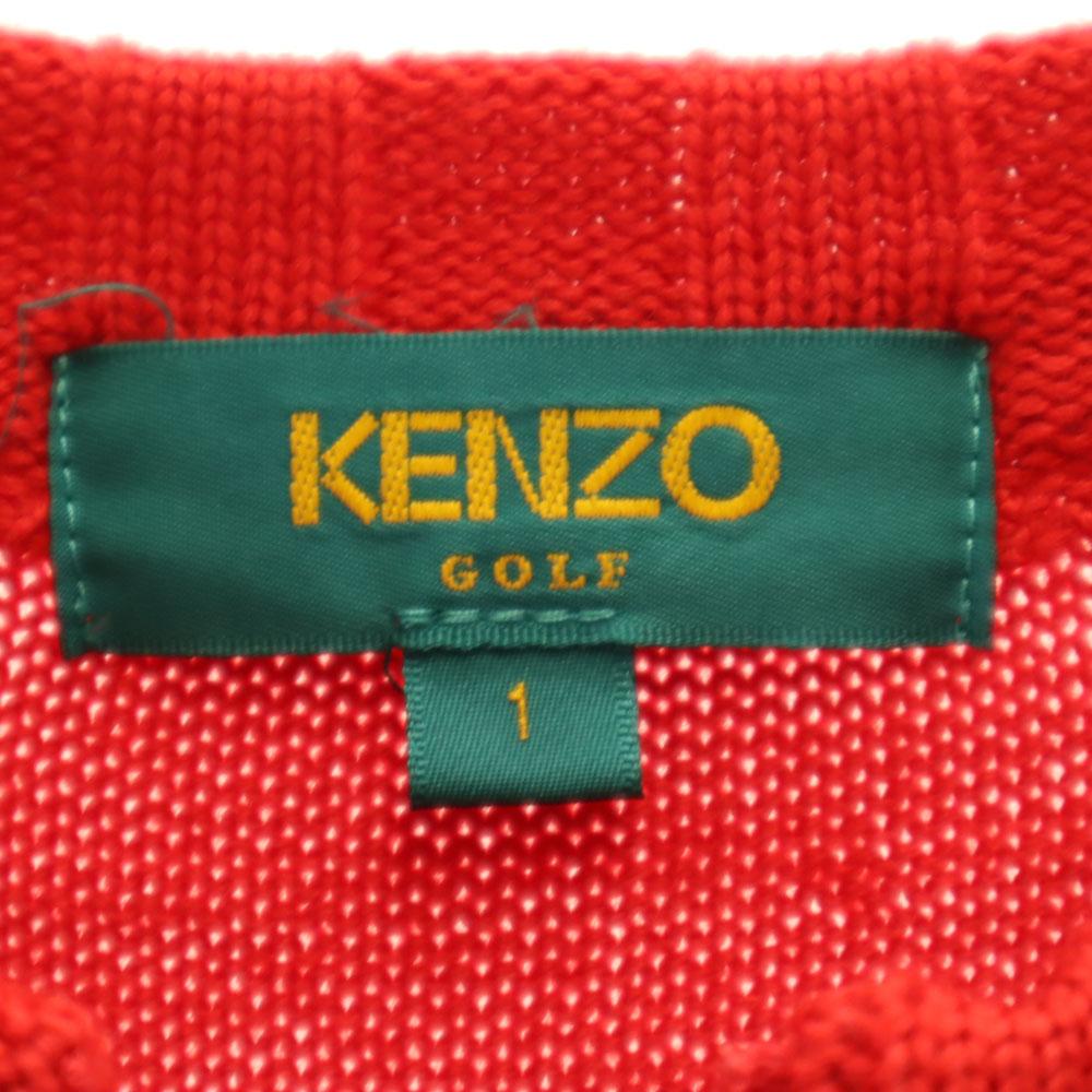 KENZO GOLF 90-е Сделано в Японии Старая вязаная куртка 1 Красный Женский Б/у