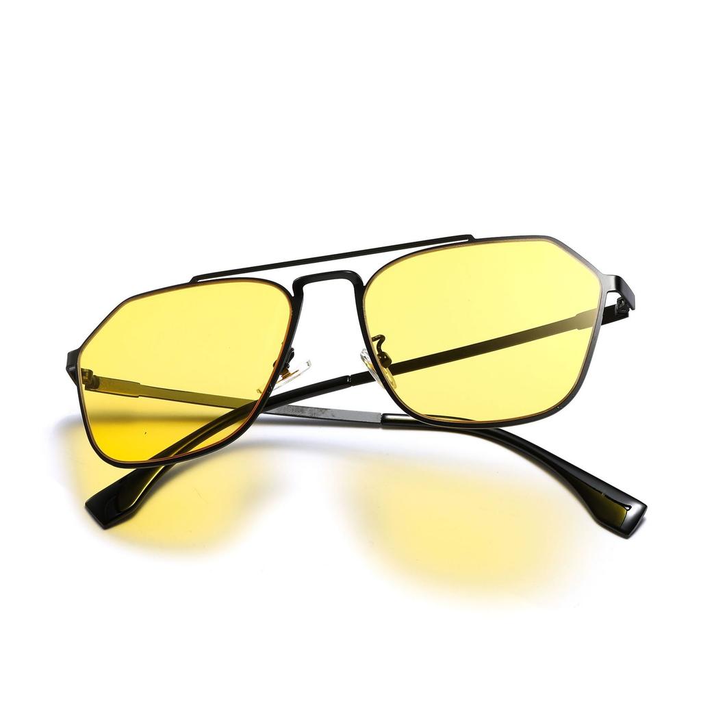 Очки в тонкой металлической оправе мужские квадратные двухлучевые ретро-солнцезащитные очки женские пилотные солнцезащитные очки Toad мужские