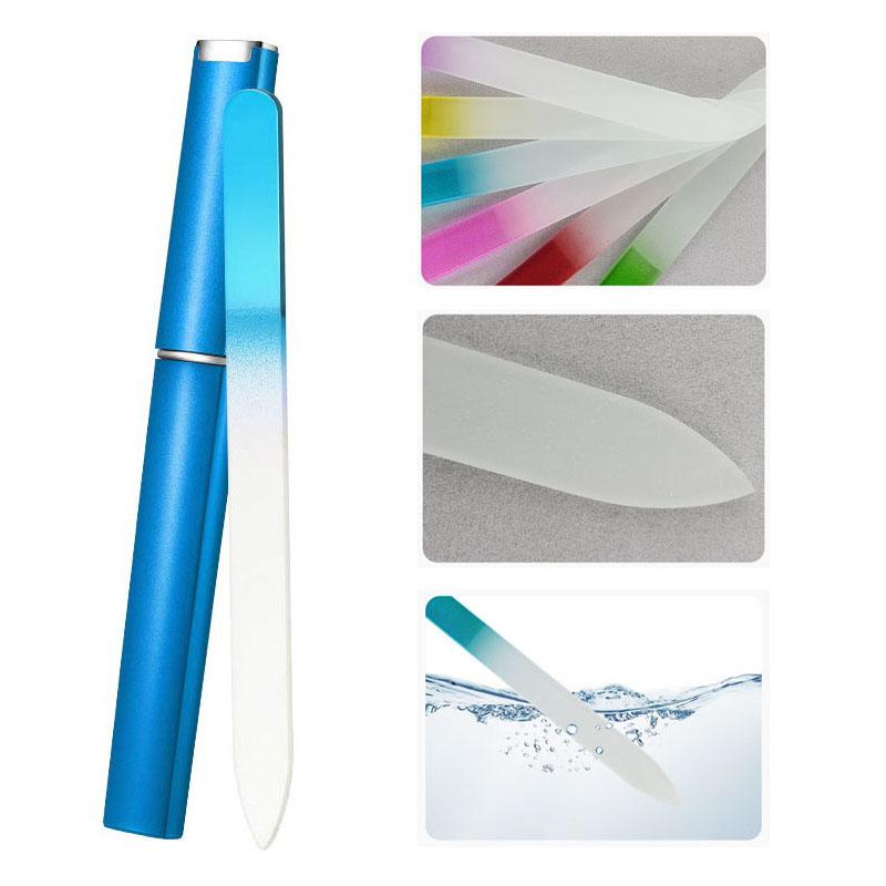 Стеклянная пилочка для ногтей с футляром, полированные инструменты для маникюра, профессиональная салонная полировка, шлифовка, хрустальная пилочка для ногтей, инструменты для дизайна ногтей