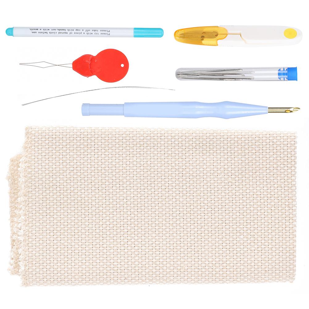 Набор для вышивания Punch Needle DIY Толстая шерстяная пряжа с латунной иглой Набор инструментов с ножницами