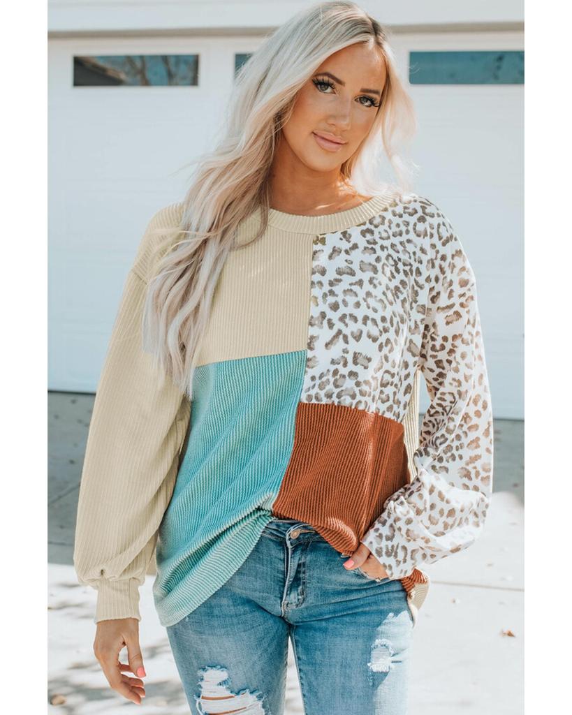 Azura Exchange Топ с длинными рукавами в рубчик и цветными блоками