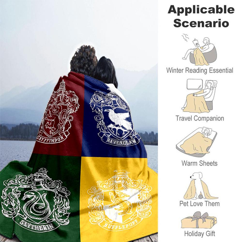 1 шт. Гриффиндор Когтевран Слизерин Пуффендуй Наружная фланелевая плед-одеяло Всесезонное Мягкое тепло, Декор для дома 1031226