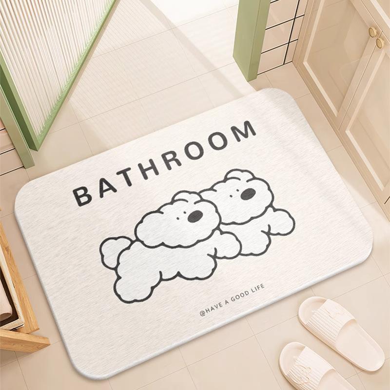 Cartoon hard diatom mud floor mat bathroom suction board non-slip quick-drying mat toilet door toilet floor mat foot mat