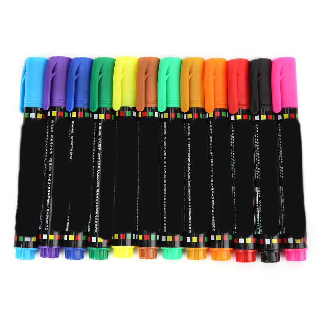 12Pcs Whiteboard Pen Multifunctional Colorful Fast Drying Painting Marker for Graffiti Writing