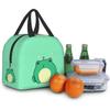Kawaii Green Frog Lunch Bento Bag Insulated Lunch Box Reusable Waterproof Lunch Bag with Front Pocket for Travel Office Picnic