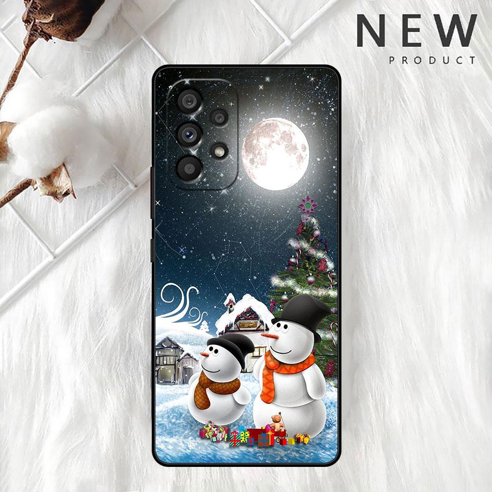 Рождественский чехол со снеговиком из мультфильма для Samsung Galaxy A52 A12 A51 A53 A33 A71 A32 A31 A21 A01 A11 A22, черный чехол из ТПУ для телефона