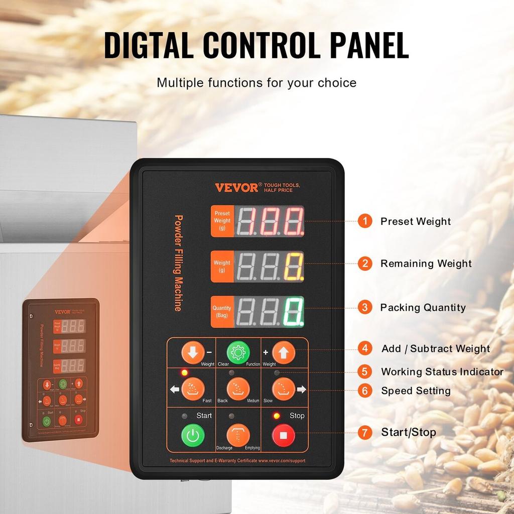 Powder Filling Machine, 0.002-0.44lbs/1-200g, Automatic Intelligent Particle Weighing Filling Machine, Bottle Bag Powder Filler Particle Dispenser for