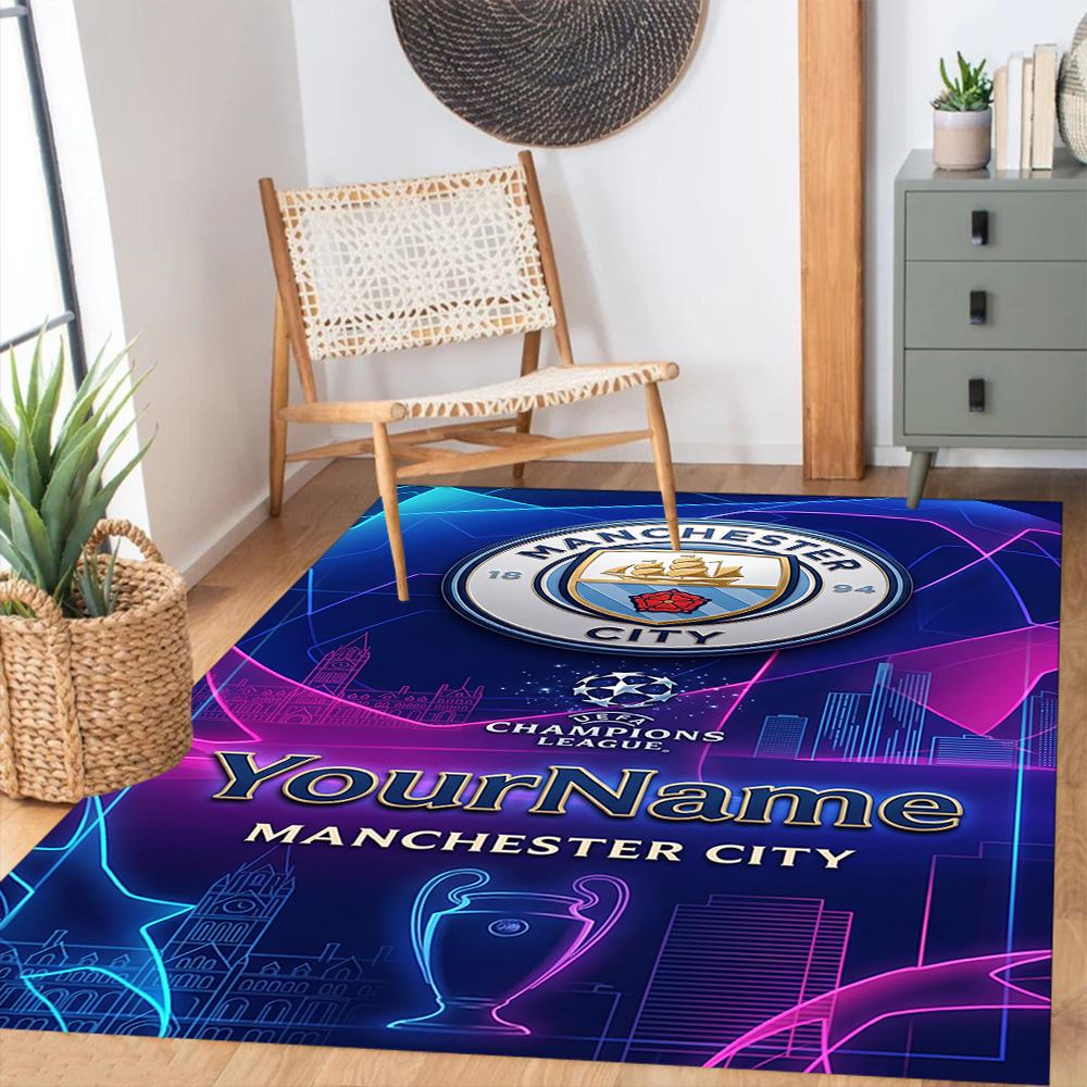 Manchester City (19) Customize your name rug, office chair cushion, home bedroom living room gift.