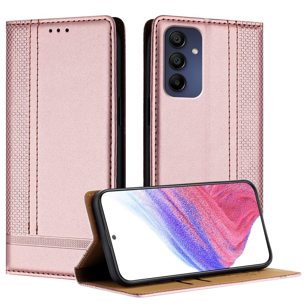 For Samsung Galaxy A16 4G/Galaxy A16 5G Case L-Shaped Grid Pattern Leather Stand Phone Cover with Card Slots