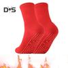 1 пара носков с подогревом, сохраняющих тепло ног 24 часа, силиконовые подошвы, средней длины, высокоэластичные, однотонные спортивные носки, удобные носки для холодной погоды