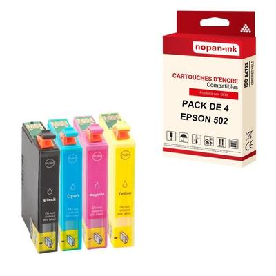 NOPAN-INK - x4 Картриджа EPSON 502 XL BK XL C M Y Совместимые Epson Expression Home XP-5100, Серия XP-5100, X